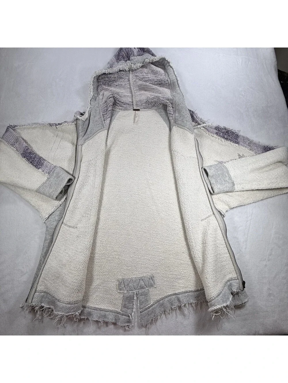 Free People Women’s Small Zip Hoodie Raw Edge Colorblock Boho Oversized